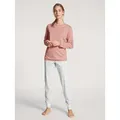 Schlafanzug CALIDA "Sweet Dreams", Damen, Gr. S (40/42), rosa (rose bud), Interlock, Obermaterial: 100% Baumwolle, unifarben, gemustert, casual, normal lang, Rundhals, Langarm Rippbündchen, Homewear-Sets, mit praktischen Bündchen