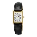 SEIKO SWR108P1 Elegante Dame Leder Armband Uhr in Vergoldet Schwarz Neu