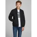 Jack & Jones Junior Bomberjacke JJERUSH windabweisend und pflegeleicht unifarben, modisch, regular fit, Web, Stehkragen schwarz 140/146 (10-11J)