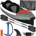 Kajak Aufblasbar - 2 Personen - Drop Stitch Boot - 2er Sitz mit Paddel - Aufblasbares Kayak für 2 Sportler mit praktischer Tragetasche + Luftpumpe