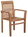MR.DEKO Gartenstuhl Stapelstuhl Derby Teak mit Armlehnen (Stapelstuhl, Einzelstuhl, 1 St)