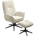 HOMCOM Relaxsessel mit Hocker mit Liegefunktion für Wohnzimmer Schlafzimmer Beige