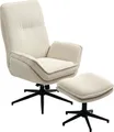 HOMCOM Relaxsessel mit Hocker 360°Drehbarer Fernsehsessel mit Liegefunktion TV-Sessel mit Cord-Optik, Ruhesessel für Wohnzimmer, Schlafzimmer, Beige