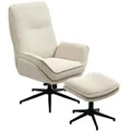 Relaxsessel mit Hocker 360°Drehbarer Fernsehsessel mit Liegefunktion, Cord Beige