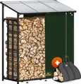 GARDEBRUK® Kaminholzregal Außen Stahl XXL Schwarz mit Dach Abdeckung Holzunterstand Holzlager Regal inkl. Tragetasche Holzregal Holzstapelhilfe