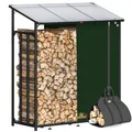 Gardebruk® Kaminholzregal Außen Stahl XXL Schwarz mit Dach Abdeckung Holzunterstand Holzlager Regal inkl. Tragetasche Holzregal Holzstapelhilfe