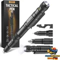 Multifunktion Stift LED Taschenlampe Glasbrecher Flaschenöffner Schabmesser V