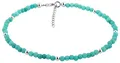 Nenalina Fußkettchen Silber Boho Fashion aus türkisen Perlen und Silberkugeln, Damen Knöchel Stein Armband verstellbar für Damen und Mädchen, Länge 25-28 cm, 925 Sterling Silber, 281001-004