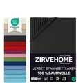 Spannbettlaken 180x200-200x220 cm für Wasserbetten & Boxspringbetten – Jersey 100% Baumwolle für Matratzen bis 35 cm Höhe, Bettlaken in Übergröße, Schwarz