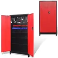 Werkzeugschrank Mit 2 Türen Stahl 90x40x180 Cm Schwarz/rot - Vidaxl