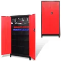 vidaXL Werkzeugschrank mit 2 Türen Stahl 90x40x180 cm Schwarz/Rot NEU