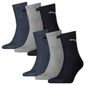 PUMA 6 Paar Socken Short Crew Sportsocken Tennis Socken Gr. 35-49 Unisex, Farbe:532 - navy/grey/nightshadow b, Socken & Strümpfe:35-38
