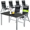 CASARIA® Gartenmöbel Set 6 Stühle Klappbar mit Gartentisch Alu inkl. Kopfkissen 8-Fach verstellbare Rückenlehne 150x90cm Wetterfest Outdoor
