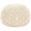 vidaXL Sitzpuff Makramee Handgefertigt Pouf Sitzpouf Puff Sitzkissen Sitzhocker Fußhocker Hocker Fußbank Ottoman Polsterhocker Fußbank Fußschemel Handgefertigt 45x30cm Baumwolle