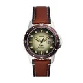 Fossil Blue Uhr für Herren, Quarzwerk mit Edelstahl- oder Lederarmband, Hellbraun, 42MM