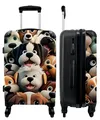NoBoringSuitcases.com® Reisekoffer mit Rollen Koffer groß Kinderkoffer Hartschalenkoffer - Hund - Tiere - Muster - Braun - Kindergepäck Koffer mittelgroß, 67x43x25cm