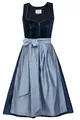 Edelnice Trachtenmode Exklusives Designer Midi Dirndl Luna Samt blau inkl. Dirndlschürze Gr. 32-54 (DE/NL/SE/PL, Numerisch, 54, Regular, Regular, Blau)