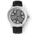 Humism Eidos Automatico Stahl Saphir Weiß Schwarz 3D Leder Uni, Schwarz , Armband