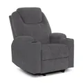 M MCombo Elektrisch Relaxsessel Massagesessel Fernsehsessel Liegefunktion Vibration Heizung 7061 neues Modell (Grau-Chenille)