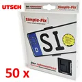 50 x Simple Fix schwarz Rahmenloser Universal Kennzeichenhalter komplett Set