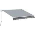 Outsunny Sonnenschirm Markise Aluminium Polyester Weiß Grau 395L x 245B x 350H cm