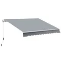Outsunny Gelenkarmmarkise mit Handkurbel höhenverstellbar Markise Sonnenschutz UV-beständigl Balkonmarkise inkl. Wandhalterung Sonnenmarkise 395cm breit für Terrasse Balkon Weiß+Grau