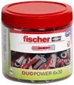 Fischer DuoPower 6x30 mm Universaldübel 200 Stück Runddose Kunststoff grau rot 2