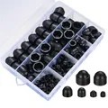 Schraubkappen Muttern Set, Kunststoff, M4 M5 M6 M8 M10 M12, Schwarz, 145 Stück