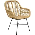 Beliani Rattanstuhl, Beige, Metall, 1-Sitzer, 64x89x51 cm, Esszimmer, Stühle, Esszimmerstühle, Armlehnenstühle