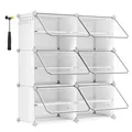 Songmics Schuhschrank 94 x 124 x 32 cm, farblos, weiß