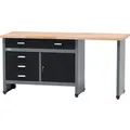 Küpper Werkbank Eintürig mit 4 Schubladen 84 x 170 x 60 cm Schwarz-Hellgrau