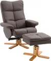 HOMCOM Relaxsessel mit Hocker Fernsehsessel 360° drehbar Liegefunktion Braun