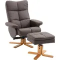 HOMCOM Relaxsessel mit Hocker und Stauraum Liegefunktion Braun 80 x 86 x 99cm