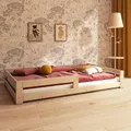 Need Sleep Kinderbett Bodenbett 140x200 cm mit Rausfallschutz aus Fichtenholz - Bronze