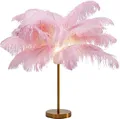 Kare Design Tischlampe Feather Palm Rosa, Schreibtischlampe, Desk Lamp, Nachttischlampe, Dekoleuchte, Leuchtmittel nicht inklusiv, Tischleuchte, Palmen Motiv, Federn, 60x50x50cm
