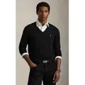 Polo Ralph Lauren für Herren. 710670789003 Schmal geschnittener Baumwollpullover mit V-Ausschnitt schwarz (XXL), Lässig, Baumwolle, Klassisc