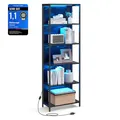 Bücherregal mit 6 Ebenen, Standregal mit Einstellbarer LEDBeleuchtung, Regal ...
