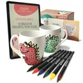 Veluxis TassenPoet Tassen-Malset mit 2 Keramik-Tassen (400 ml) & 6 edding Porzellanmalstiften inkl. Anleitung – DIY Tassen bemalen – Spülmaschinenfest – Kreatives Geschenk für Kinder & Erwachsene