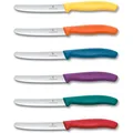 Victorinox Swiss Classic, Frühstücksmesser, Brötchenmesser Set 6teilig, Scharfe Klinge, Wellenschliff, 11 cm, Rostfreier Stahl, Farbig