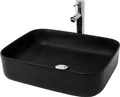 LuxeBath Waschbecken Aufsatzwaschbecken Eckig, 51x40,5x13,5 cm, Schwarz matt, aus Keramik
