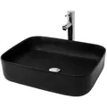 LuxeBath Waschbecken Waschtisch Aufsatzwaschbecken aus Keramik für Badezimmer / Gäste-WC, Aufsatzwaschtisch Handwaschbecken Eckig 51x40,5x13,5 cm Schwarz schwarz Eckig | 40.5 cm x 13.5 cm x 40.5 cm