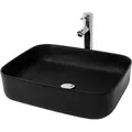 Luxebath - Ml-design Waschbecken Aus Keramik In Schwarz Matt, 51x40,5x13,5cm, Rechteckige Aufsatzwaschbecken, Moderne Waschtisch, Waschschale Mit Abflussloch, Waschplatz Handwaschbecken, Für Badezimmer/gäste-wc