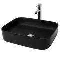 Keramik Waschbecken 510 x 405 x 135 mm Schwarz  Handwaschbecken Waschtisch