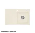 Systemceram Küchenspüle KeraDomo STEMA 80 Becken rechts Handbedienung Magnolie, 80/510 cm
