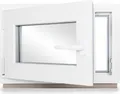 Kellerfenster Kunststoff weiß Dreh-Kipp 50x45 cm(BxH) DIN Links 3 -fach Glas Dichtung Grau