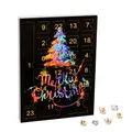 VALIOSA Merry Christmas Mode-Schmuck Adventskalender 2025 mit 1 Kette, 3 Armbänder, 20 Charms, das besondere Geschenk für Mädchen, Frauen & beste Freundin, schwarz, 24-teilig (1 Set)