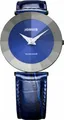 Jowissa Damen j5.115. XL Pyramide Edelstahl blau Zifferblatt echtes Leder Armbanduhr