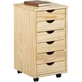 Mid.you Rollcontainer Interlink Nils 30600300, Kiefer, Holz, Kiefer, massiv, 6 Schublade(n) Schubladen, 35x65x40 cm, Arbeitszimmer, Container, Rollcontainer