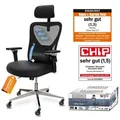 CLOUVOU CleverSeat Bürostuhl Ergonomisch Schreibtischstuhl Höhenverstellbar, 4D-Armlehne, 3D-Kopfstütze, + Rückenkissen [Nr.1 in Preis-Leistung] - Schwarz