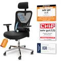 CLOUVOU CleverSeat Bürostuhl Ergonomisch Schreibtischstuhl Höhenverstellbar, 4D-Armlehne, 3D-Kopfstütze, + Rückenkissen [Nr.1 in Preis-Leistung]